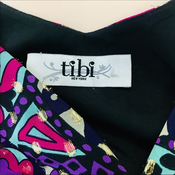 Tibi colorful silk V-neck dress size small - Picture 7 of 7